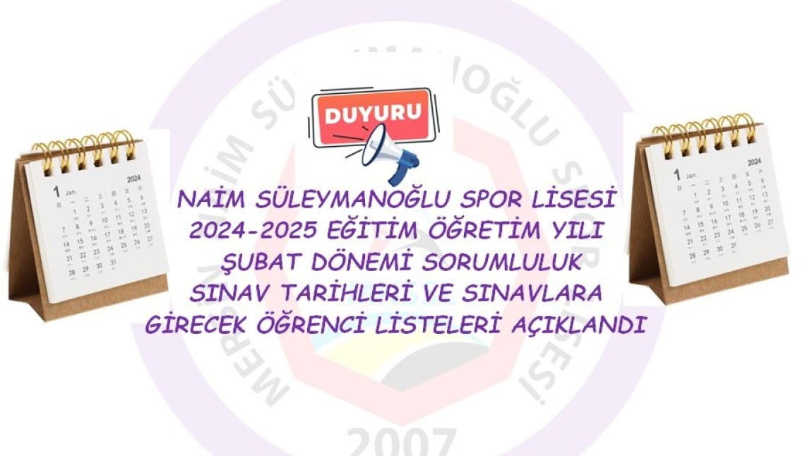 ŞUBAT DÖNEMİ SORUMLULUK SINAV PROGRAMI VE ÖĞRENCİ LİSTELERİ AÇIKLANDI!!!!